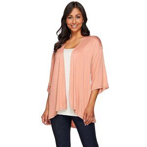 LOGO LORI GOLDSTEIN woman's plus size 2X 3/4 sleeve open front knit cardigan top